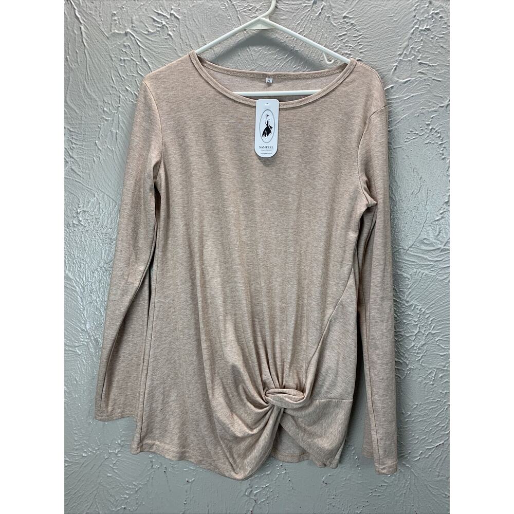 Sampeel Twist Knot Long Sleeve Top Draped Slouchy Womens‎ Size Medium NWT